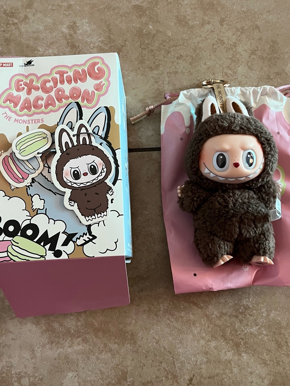 POP Mart Monstets Labubu Exciting Macaron Chestnut Cocoa Secret plush pendant